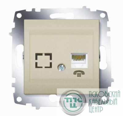 Розетка телефонная 2-м Cosmo RJ11 + гнездо механизм титаниум ABB 619-011400-221