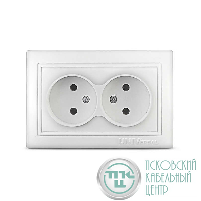 Розетка 2-м СП Севиль 16А IP20 без заземл. бел. UNIVersal С0102