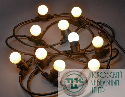 Гирлянда белт-лайт 5м 10 ламп WW тепл. бел. IP65 шнур черн. 3м 230В транзит IEK LGDU601-1-010-05-B-S-65