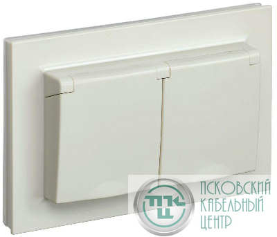 Розетка 2-м СП BRITE РСбш12-3-44-БрКр 16А в сборе IP44 с крышкой беж. IEK BR-R26-16-44-K10-F