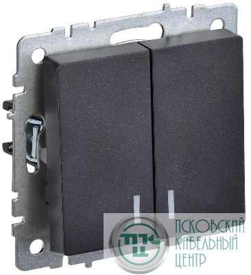 Выключатель 2-кл. СП BRITE ВС10-2-1-БрЧ 10А с индик. механизм черн. IEK BR-V20-1-10-K02