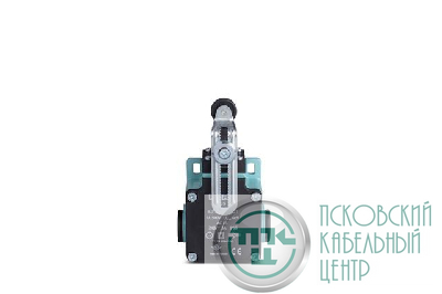 Выключатель концевой быстрого переключения угловой 2-направленный с пластмас. консолью роликом Ф18мм на регулируемом изогнутым рычаге (1НО+1НЗ) EMAS L2K13MEP124