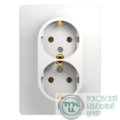 Розетка 2-м СП Glossa 16А IP20 с заземл. в сборе бел. SE GSL000124