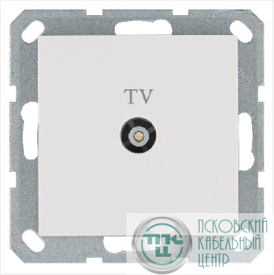 Розетка телевизионная оконечная TV Ф9.5мм механизм бел. глянцевый Jasmart G6001W
