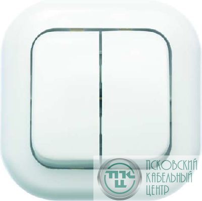 Выключатель 2-кл. 1п 2мод. СП Валентина 6А IP20 С56-034 бел. Кунцево 7647