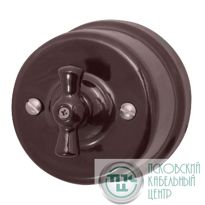 Выключатель поворотный 1-кл ОП ретро керамика корич. Bironi B1-200-02