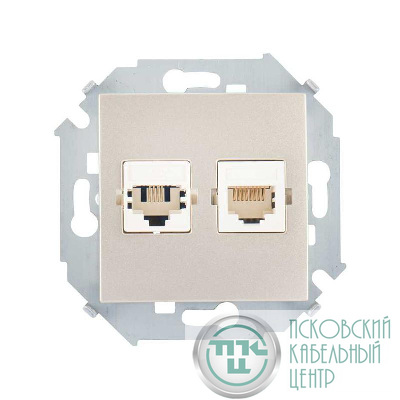 Розетка компьютерная 2-м Simon 15 RJ45 кат.5E Systimax механизм шампань Simon 1591593-034