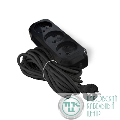 Удлинитель 3х5м без заземл. 10А IP20 Е-202 ПВС 2х0.75 АБС-пластик черн. UNIVersal 2166