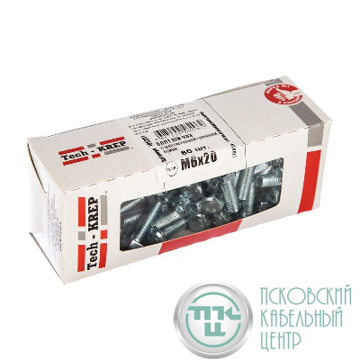 Болт с шестигранной головкой М6х20 DIN 933 оцинк. (уп.80шт) Tech-Krep/Zitar 105201