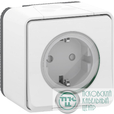 Розетка ОП Mureva защ. шторки с заземл. винтовые клеммы бел. IP55 SchE MUR39206