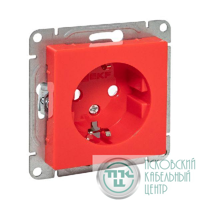 Розетка СП Эпика 16А с заземл. защ. шторки механизм красн. EKF UP1-SOR-111