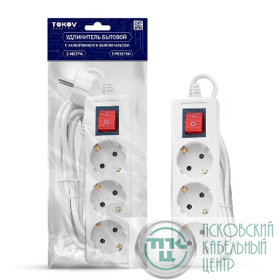 Удлинитель 3х2м с заземл. с выкл. 16А 3х1 TOKOV ELECTRIC TKE-C01-BU3-2-1-ZV