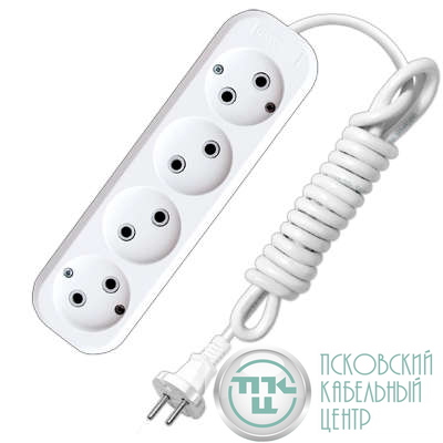 Удлинитель 4х2м без заземл. 10А IP20 Е-204 ПВС 2х0.75 АБС-пластик UNIVersal 9634266