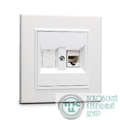 Розетка компютерная CAT5 + гнездо СП Karea IP20 бел. Makel 56001035