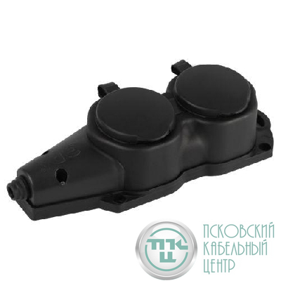 Колодка 2-м с заземл. 16A IP44 KX-2e-B-IP44 каучук. черн. Эра Б0068451