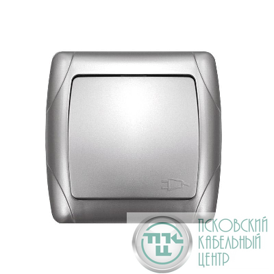Розетка 1-м СП Маргарита 16А IP20 с заземл. с крышкой серебр. UNIVersal М0029-S