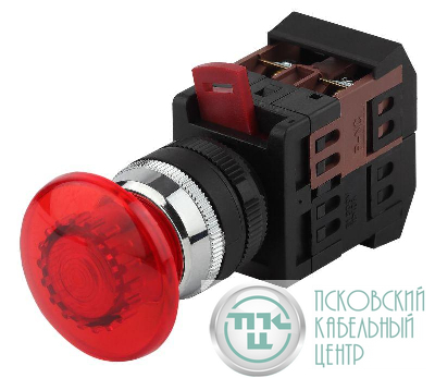 Кнопка AEAL-22 "Грибок" d22мм 1з+1р 240В с фиксацией BBG60-AEAL-K04E красн. ЭРА Б0045638