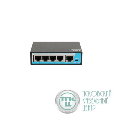 Коммутатор неуправляемый 4 PoE (802.3af) порта 10/100Мбит/с до 250м кат.6 1Upl 60W GIGALINK GL-SW-F005-04P
