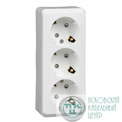 Розетка 3-м ОП Этюд 16А IP20 250В с заземл. защ. шторки бел. SE PA16-012B