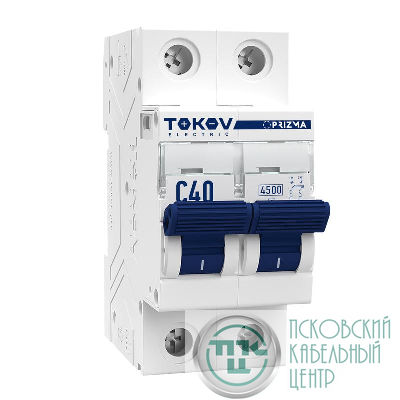 Выключатель автоматический модульный 2п C 40А 4.5кА PRIZMA TOKOV ELECTRIC TKE-PZ45-MCBI-2-40-C