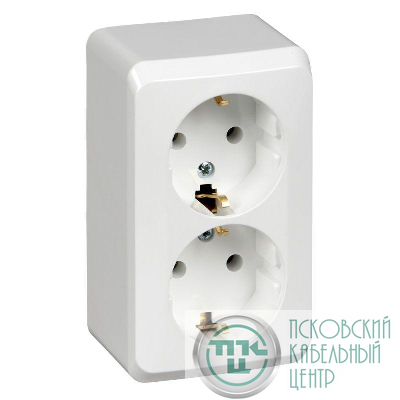 Розетка 2-м ОП Этюд 16А IP20 250В с заземл. без защ. шторок бел. SE PA16-007B