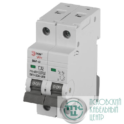Выключатель автоматический 2п C 32А 4.5кА ВА47-63 PRO ЭРА Б0059425