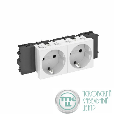 Розетка 2-м Modul45connect STD-D0C RW2 16А 250В 0град. с заземл. защ. шторки бел. OBO 6120362