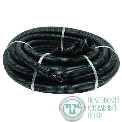 Труба гофрированная ПНД легкая d50мм с протяжкой черн. (уп.15м) Ruvinil 25001