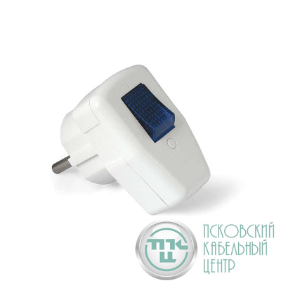 Вилка электрическая 16А 250В с выкл. с заземл. бел. UNIVersal 0056