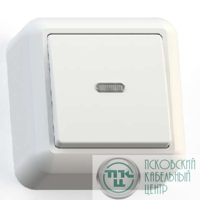 Выключатель 1-кл. ОП Оптима 10А IP20 А110-386 с индикацией с монтаж. пластиной бел. Кунцево 8001