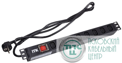 Блок розеток 8 мест PDU (немец. станд) 19дюймов IEC320 C13 PH12-8C131 с LED выкл. алюм. профиль1U шнур 2м вилка DIN49440 ITK PH12-8C131