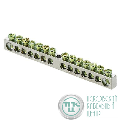 Шина PEN "ноль-земля" 6х9 14 отверст. цинк крепеж по центру PROxima EKF sn1-63-14