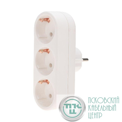 Разветвитель 3-м с заземл. 16А IP20 линейный бел. Rexant 11-1079