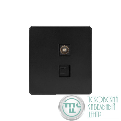 Розетка компьютерная + телевизионная СП ROUND MIELE RJ45 кат6 + TV оникс Kranz KR-78-0722-3