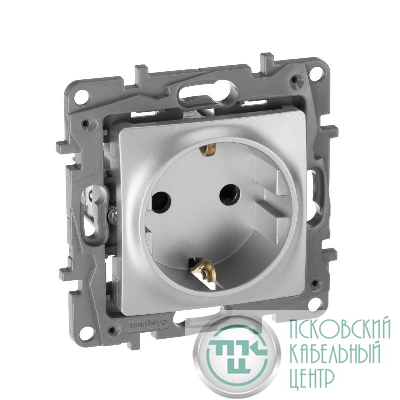 Розетка 1-м СП Etika 16А IP31 250В 2P+E с заземл. защ. шторки немецк. стандарт винтов. клеммы механизм алюм. IEK 672422