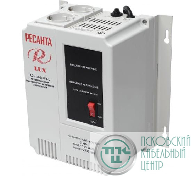 Стабилизатор напряжения АСН-2000 Н/1-Ц Lux 1ф 2кВт IP20 настен. релейный с двумя розетками Ресанта 63/6/15