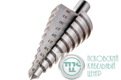 Сверло ступенчатое HSS (Р6М5) по металлу 9 ступеней 9-36мм FIT 36399