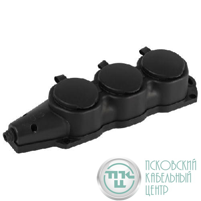 Колодка 3-м с заземл. 16A IP44 KX-3e-B-IP44 каучук. черн. Эра Б0068453