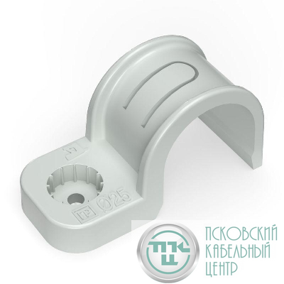 Крепеж-скоба односторонняя d25мм для прямого монтажа атмосф. пластик. в п/э сер. (уп.50шт) Промрукав PR13.0370