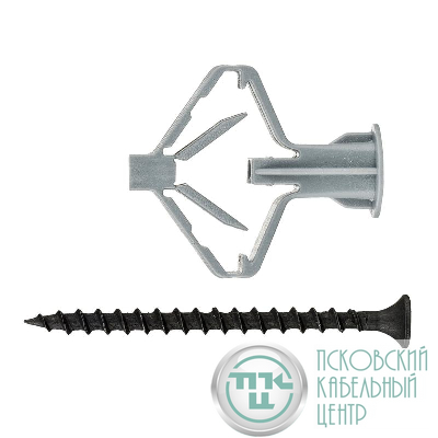 Дюбель для гипсокартона "бабочка" 10х50 с саморезом 4х60 (уп.4шт) Zitar 126703