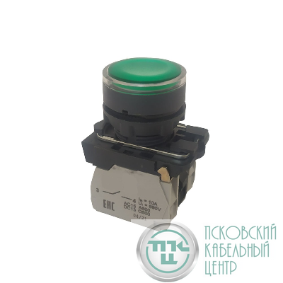 Кнопка КМЕ4122мЛ-24В-зеленый-2но+2нз-цилиндр-индикатор-IP40 КЭАЗ 274302
