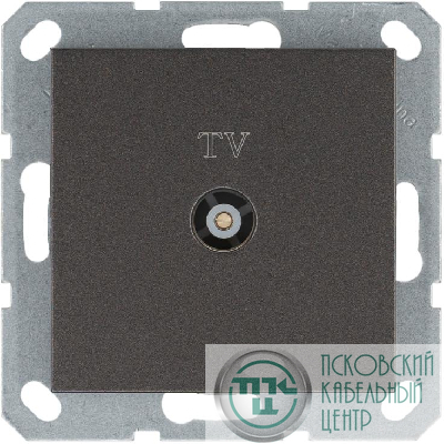 Розетка телевизионная проходная TV Ф9.5мм механизм мокко Jasmart G6002Z