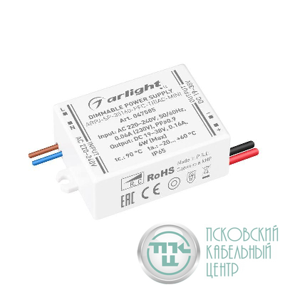 Блок питания ARPJ-SP-38160-PFC-TRIAC-MINI (6Вт 19-38В 160мА) IP65 пластик Arlight 047585
