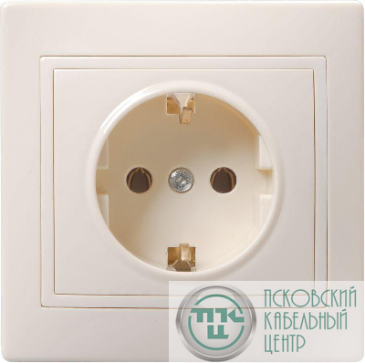Розетка 1-м СП Кварта РС10-3-ККм 16А IP20 с заземл. без защ. шторок крем. GENERICA ERK14-K33-16-DM
