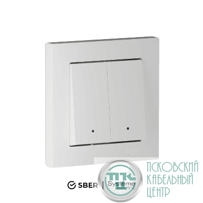 Выключатель 2-кл. AtlasDesign Smart 10А (сх. 5) L+N с подсветкой Zigbee механизм бел. SE ATN000153Z