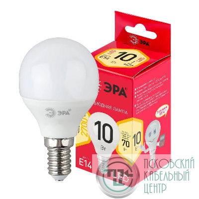 Лампа светодиодная RED LINE LED P45-10W-827-E14 R 10Вт P45 свеча 2700К тепл.бел. E14 Эра Б0052378