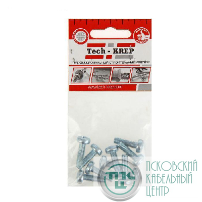 Винт М3х20 с полукруглой головкой цинк. DIN 7985 (уп.10шт) пакет Tech-Krep 103008