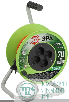 Удлинитель на катушке 4х20м без заземл. RP-4-2x0.75-20m ПВС 2х0.75 Эра Б0059779