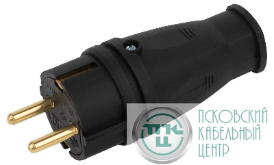 Вилка VX10-B-IP44 16А IP44 прямая с заземл. каучук черн. ЭРА Б0055414