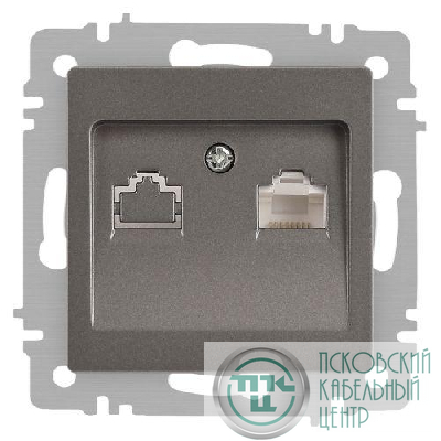 Розетка компьютерная 1-м СП Accent 6-303-09 RJ45 IP20 титан Intro Б0063642